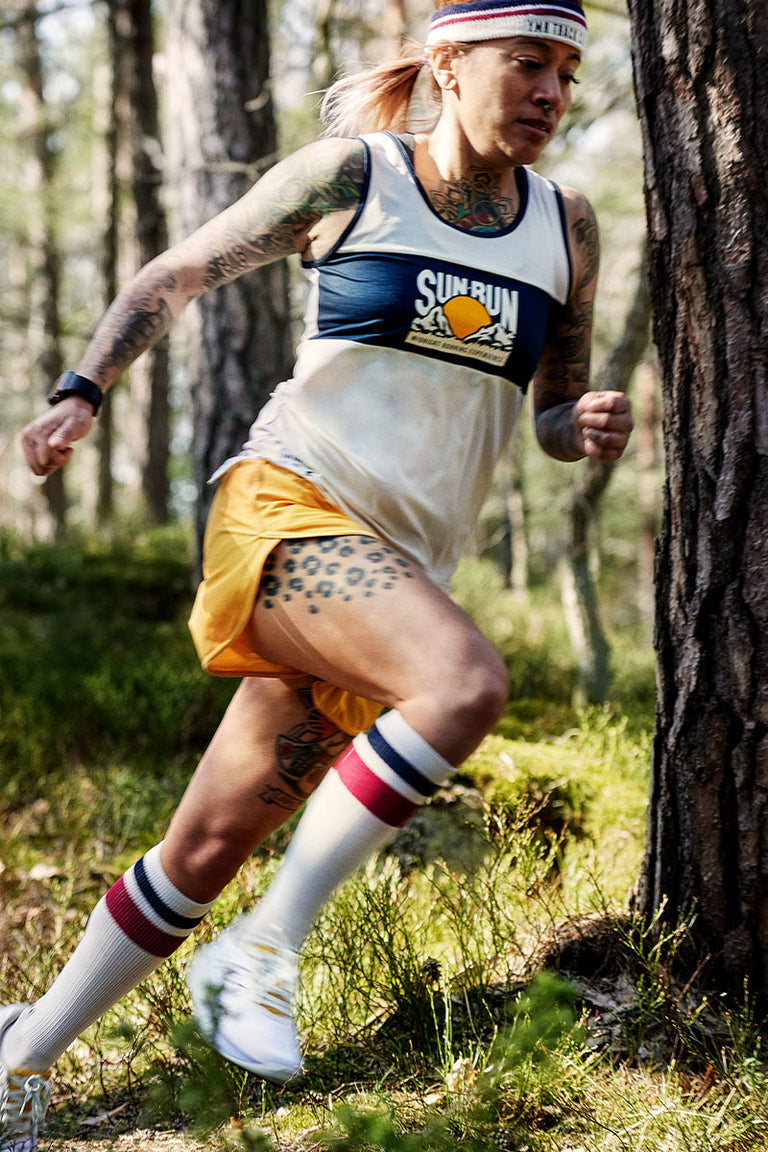 Running Apparel | Women Karhu SUN RUN SINGLET - OFF WHITE/ESTATE BLUE